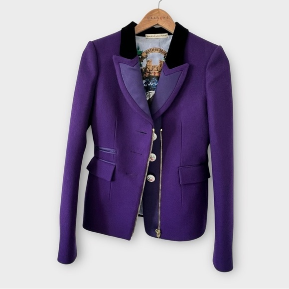 Balenciaga Schoolboy Blazer Purple Velvet Trim – F/W 2007 – Sz 38 Made in Italy - Picture 2 of 16